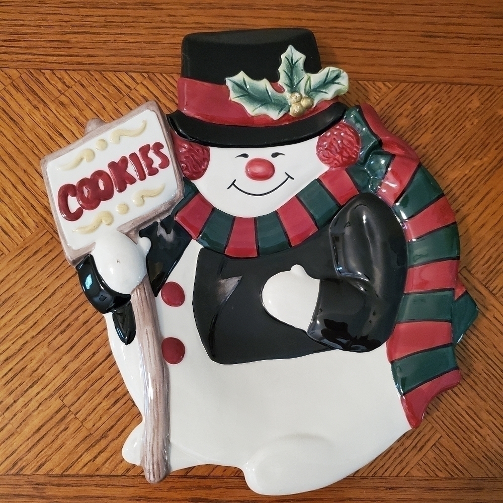 Vintage 1990's Fitz & Floyd Essentials Snowman Canape' Plate